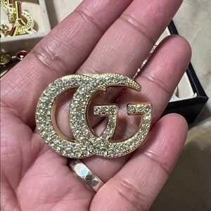 Elegant Gold and Crystal Brooch